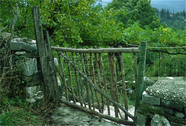 Wooden gate made from branches / Location: Greece